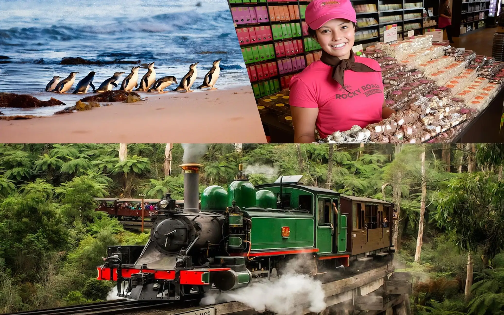 Melbourne Puffing Billy Penguin Yarra Valley Wine choc Tour